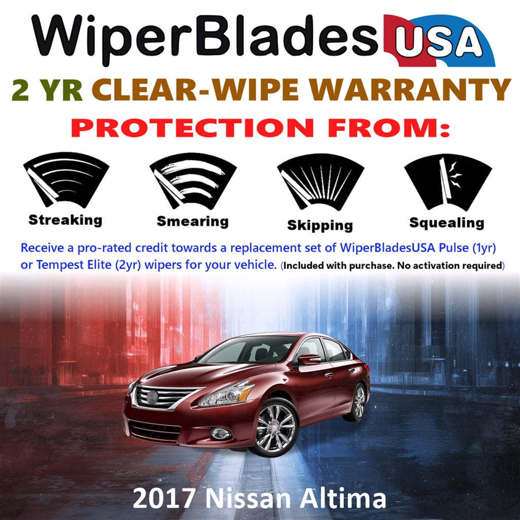 2017 Nissan Altima Front Wiper blades Set  Includes 2yr Wear Warranty & Free Delivery