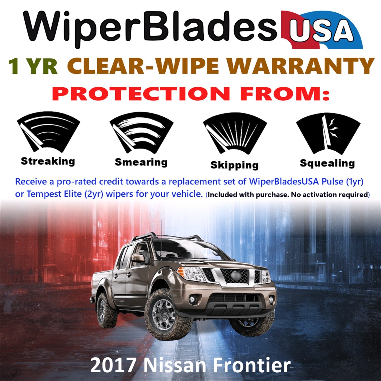 2017 Nissan Frontier Front Wiper blades Set Includes 1yr Wear Warranty & Free Delivery