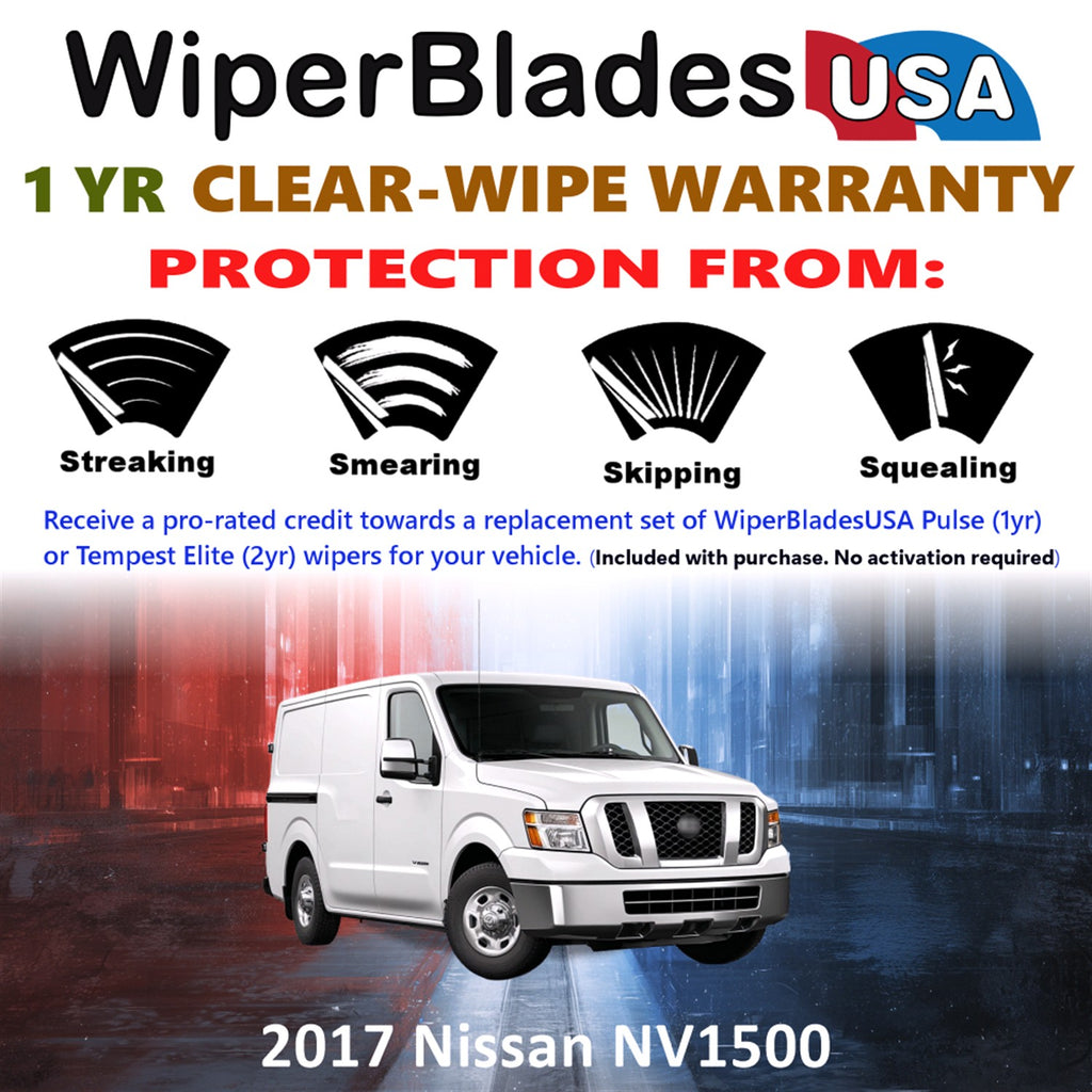 2017 Nissan NV1500 Front Wiper blades Set Includes 1yr Wear Warranty & Free Delivery
