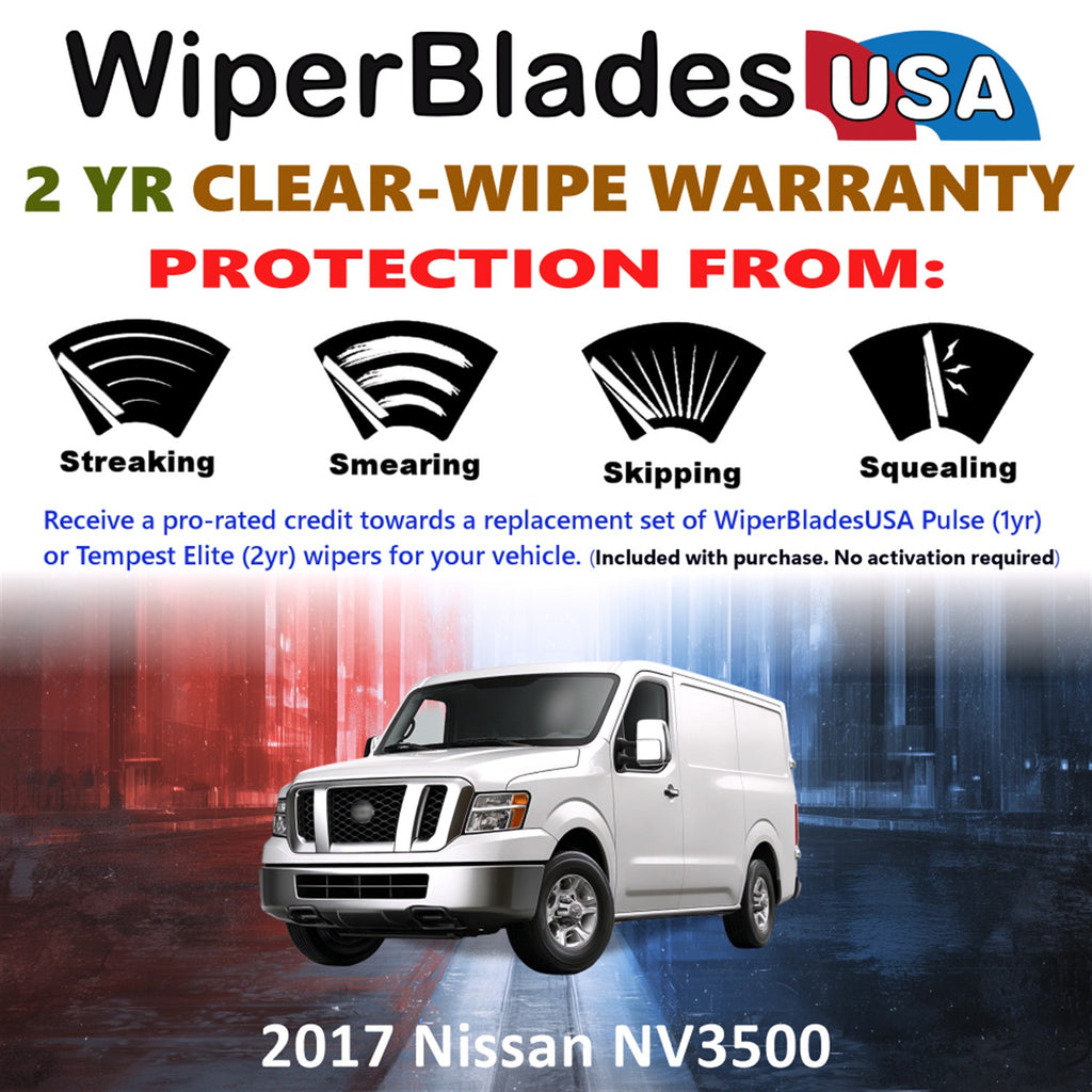 2017 Nissan NV3500 Front Wiper blades Set  Includes 2yr Wear Warranty & Free Delivery