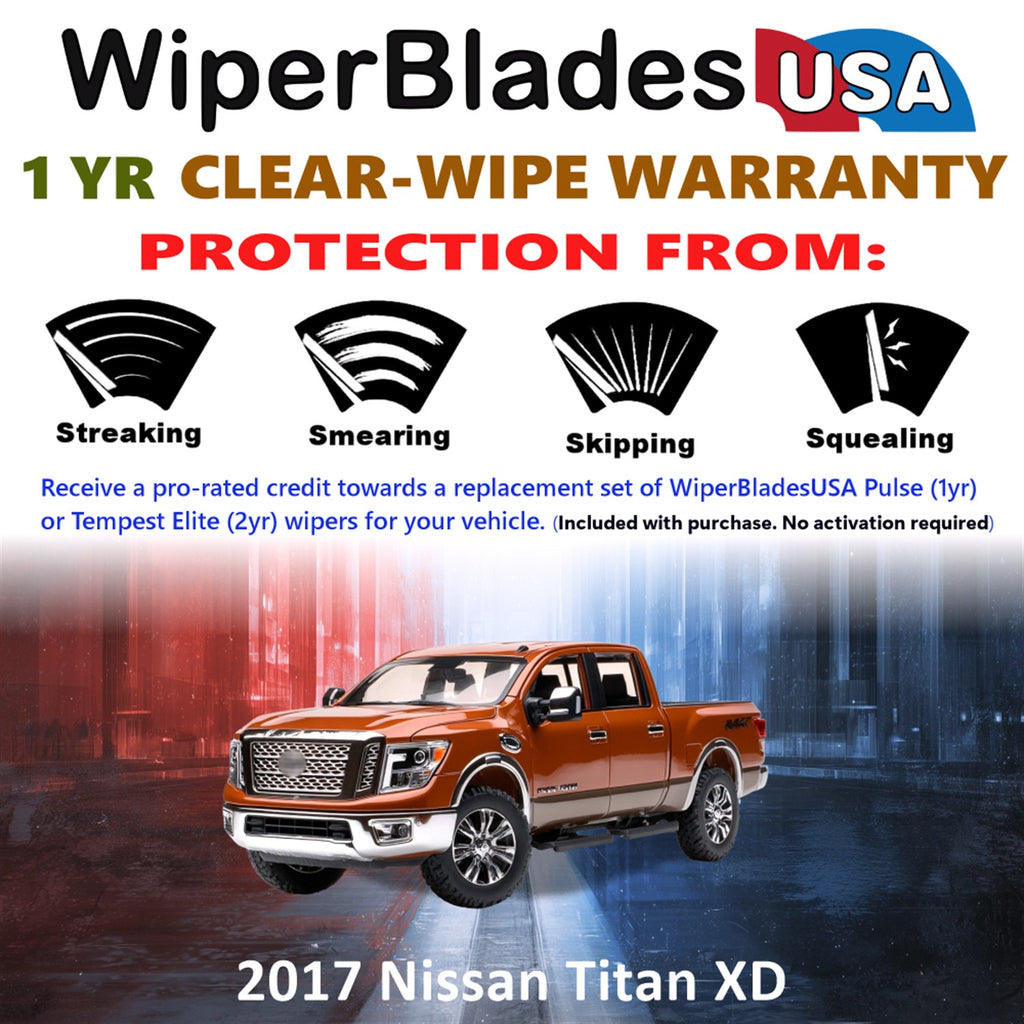 2017 Nissan Titan XD Front Wiper blades Set Includes 1yr Wear Warranty & Free Delivery