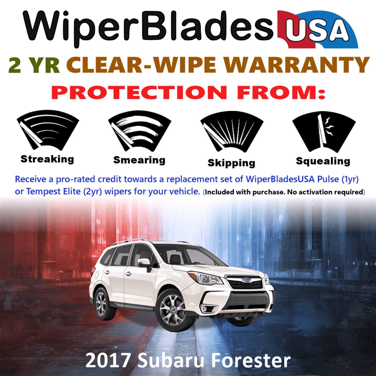 2017 Subaru Forester Front Wiper blades Set  Includes 2yr Wear Warranty & Free Delivery