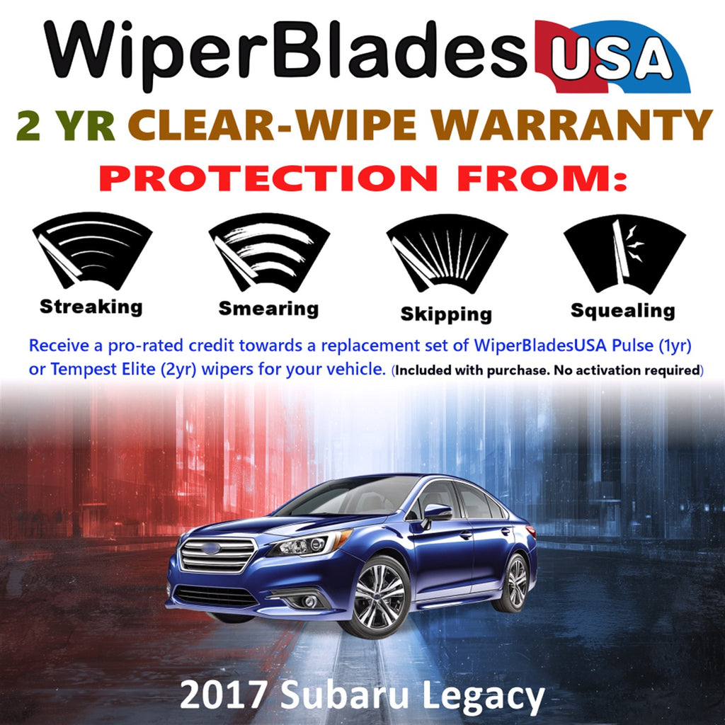 2017 Subaru Legacy Front Wiper blades Set  Includes 2yr Wear Warranty & Free Delivery