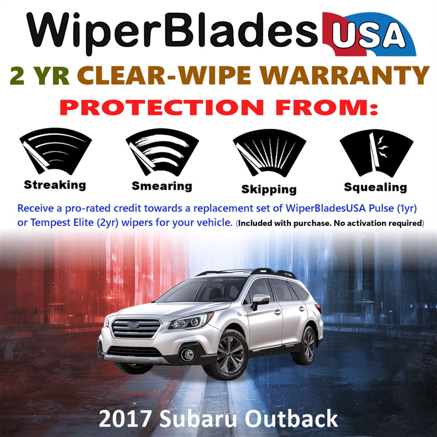2017 Subaru Outback Front Wiper blades Set  Includes 2yr Wear Warranty & Free Delivery