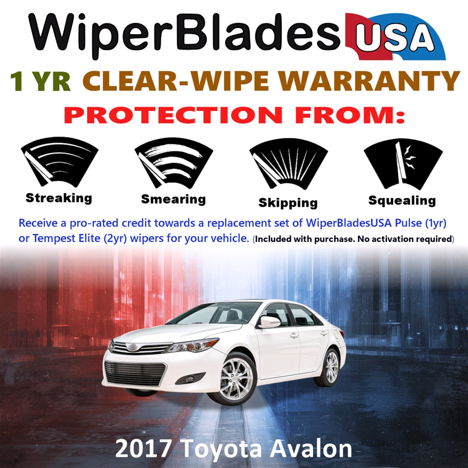2017 Toyota Avalon Front Wiper blades Set Includes 1yr Wear Warranty & Free Delivery