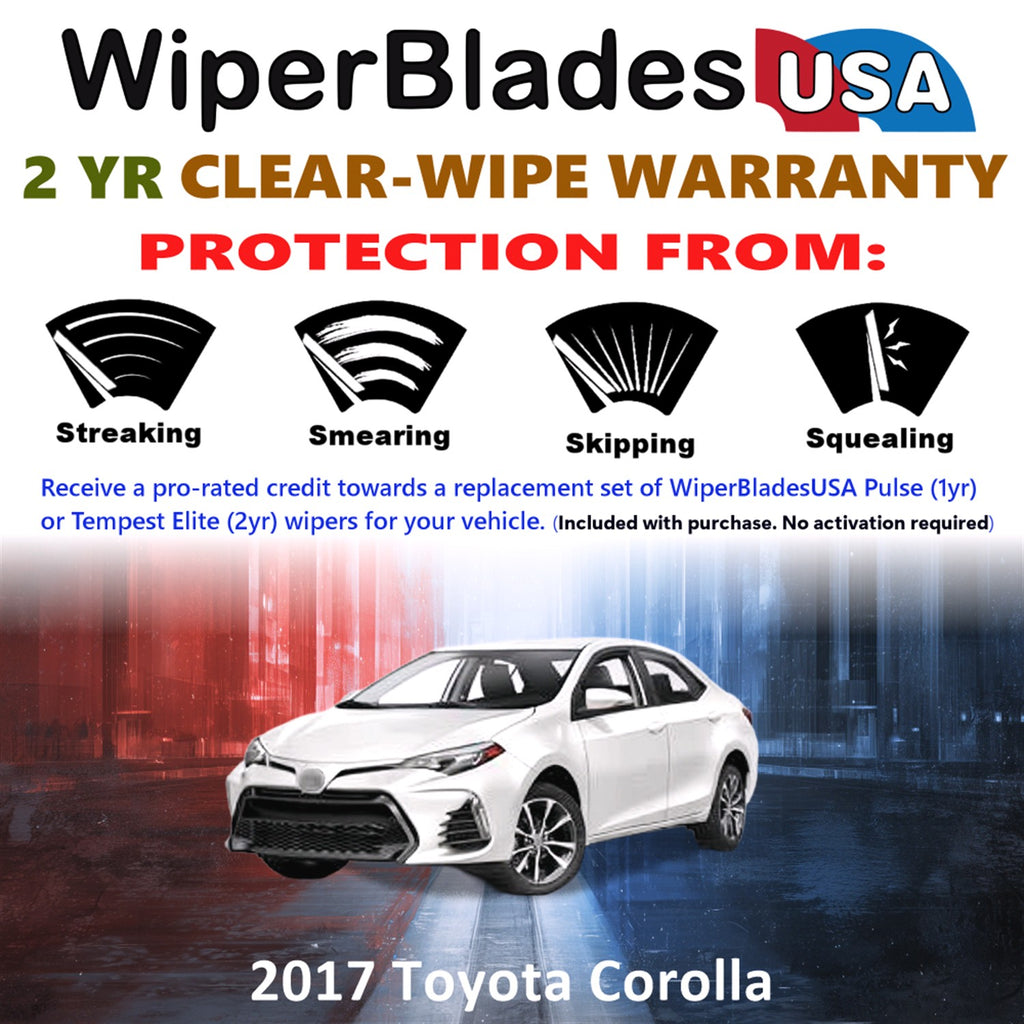 2017 Toyota Corolla Front Wiper blades Set  Includes 2yr Wear Warranty & Free Delivery