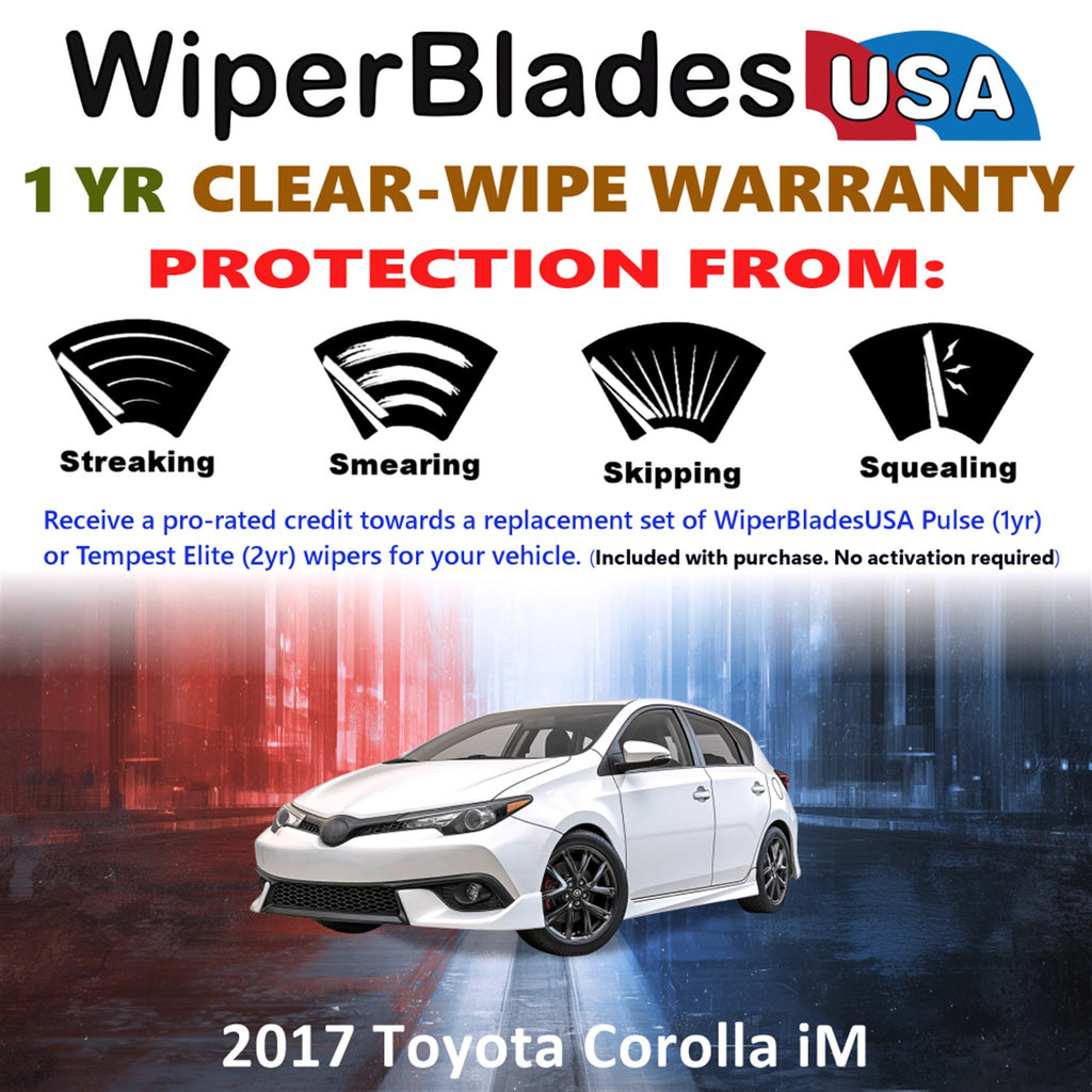 2017 Toyota Corolla iM Front Wiper blades Set Includes 1yr Wear Warranty & Free Delivery