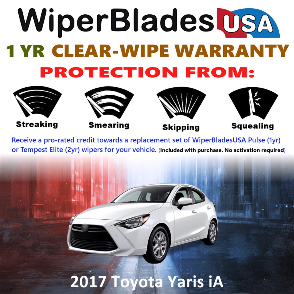 2017 Toyota Yaris iA Front w/Rear Wiper blades Set Includes 1yr Wear Warranty & Free Delivery