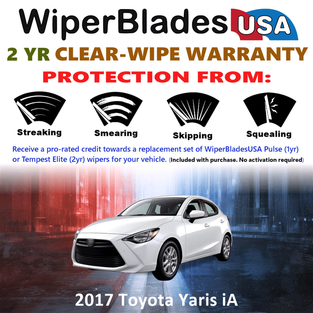 2017 Toyota Yaris iA Front w/Rear Wiper blades Set  Includes 2yr Wear Warranty & Free Delivery