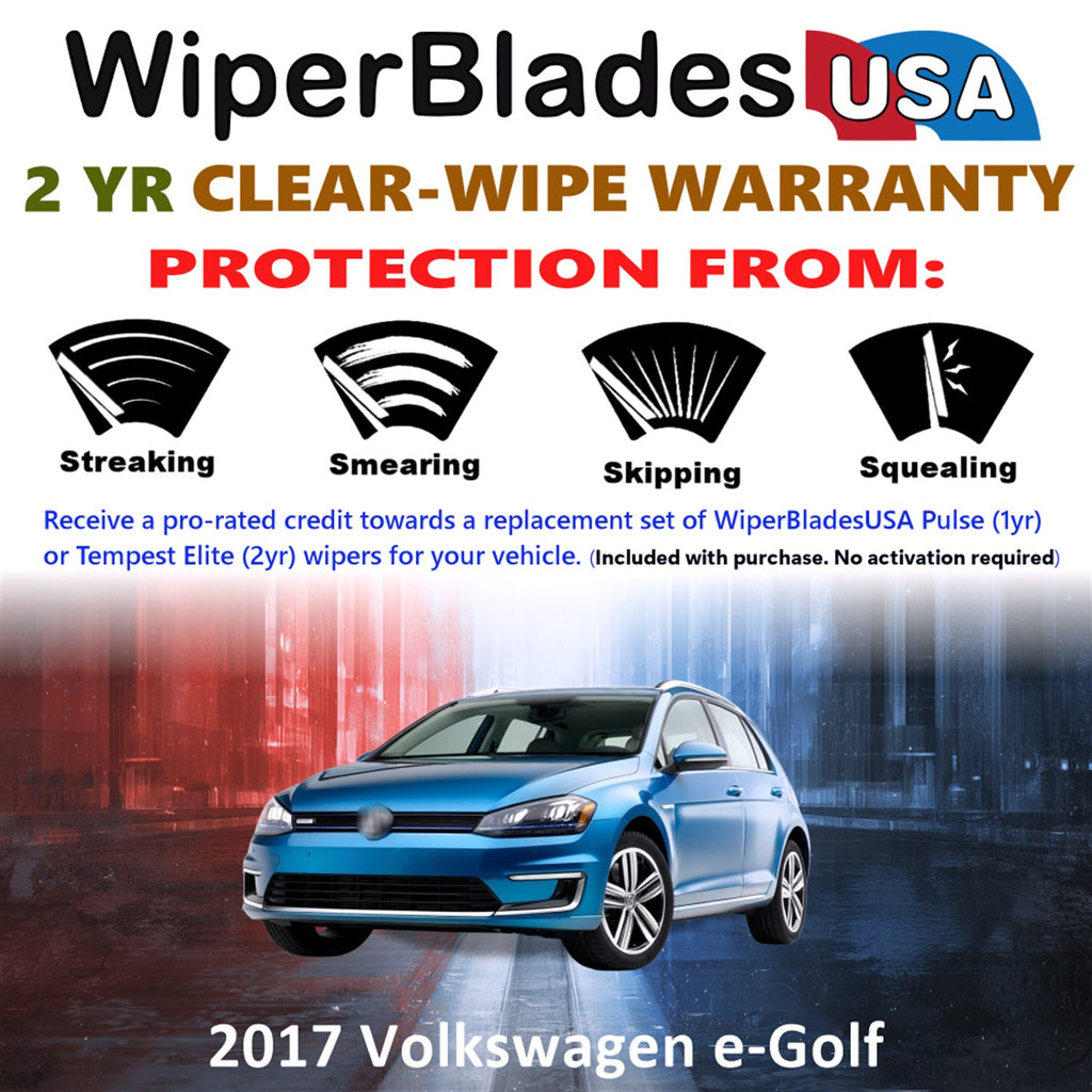 2017 Volkswagen e-Golf Front Wiper blades Set  Includes 2yr Wear Warranty & Free Delivery