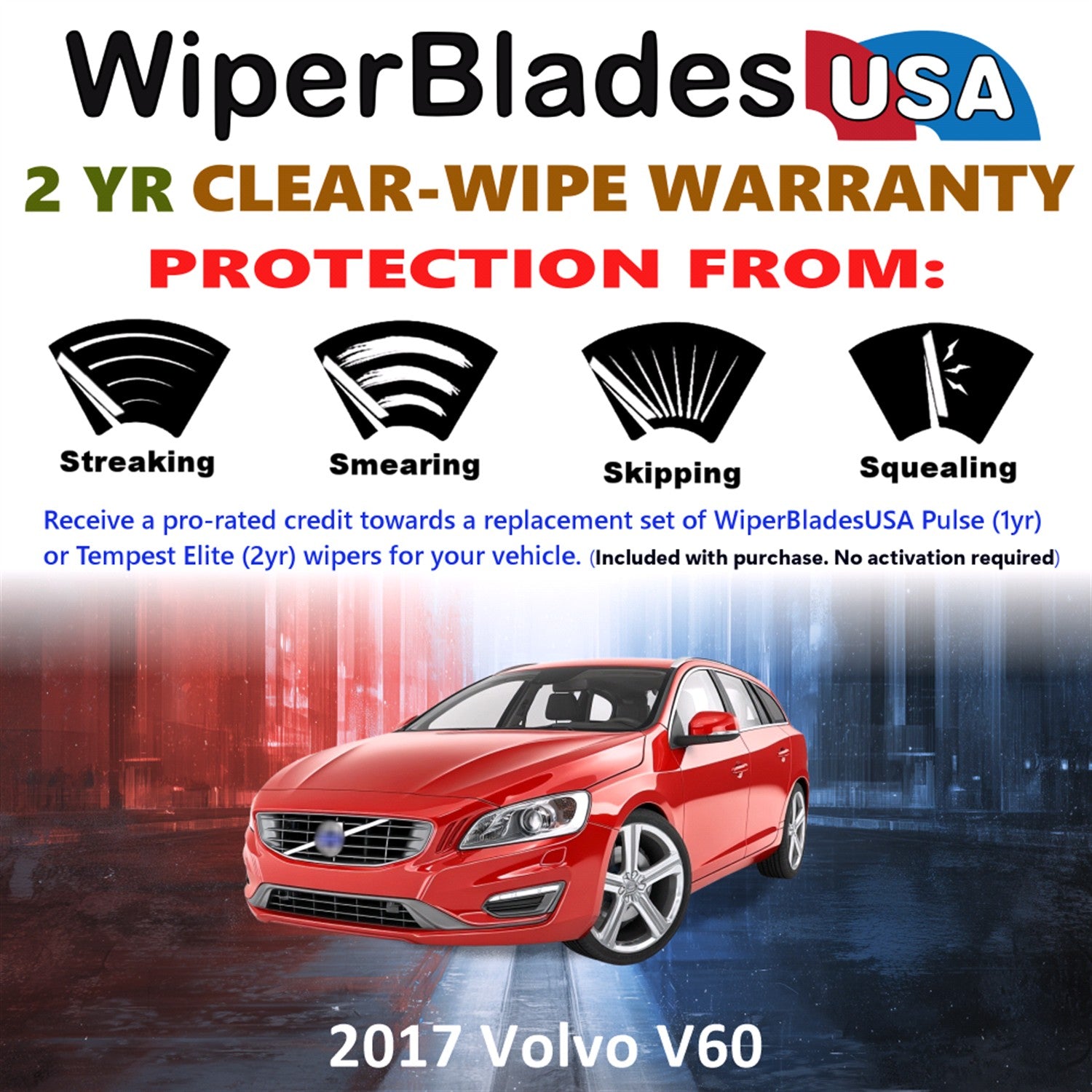 2017 Volvo V60 Front Wiper blades Set  Includes 2yr Wear Warranty & Free Delivery
