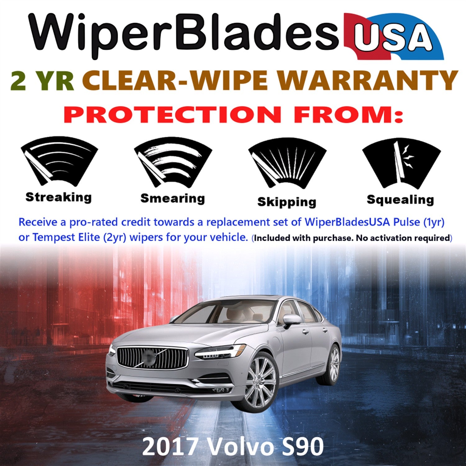 2017 Volvo S90 Front Wiper blades Set  Includes 2yr Wear Warranty & Free Delivery