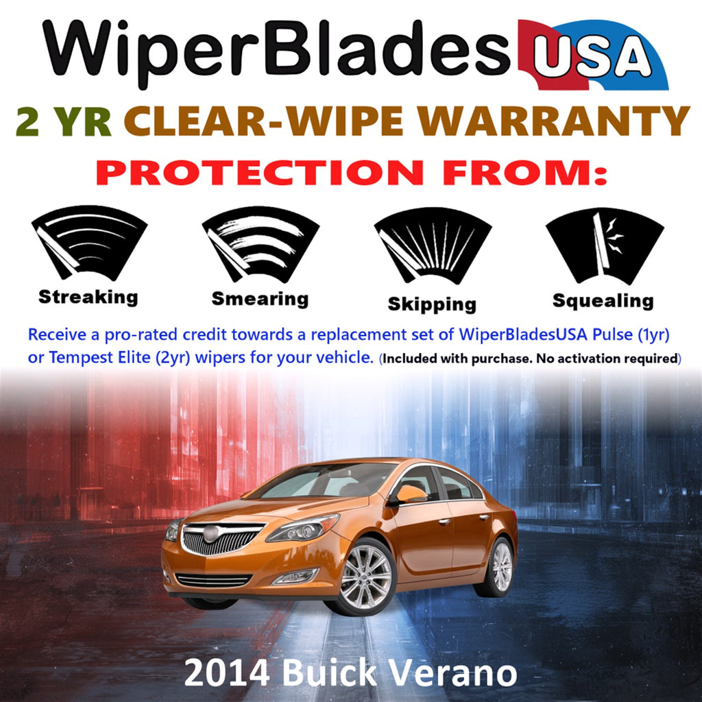 2014 Buick Verano Front Wiper blades Set  Includes 2yr Wear Warranty & Free Delivery