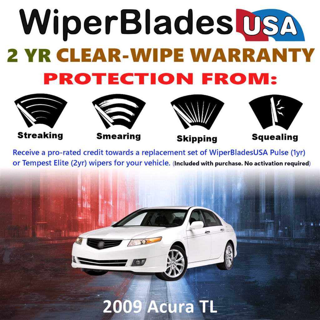 2009 Acura TL Front Wiper blades Set  Includes 2yr Wear Warranty & Free Delivery