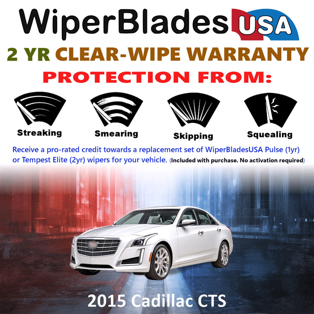 2015 Cadillac CTS Front Wiper blades Set  Includes 2yr Wear Warranty & Free Delivery