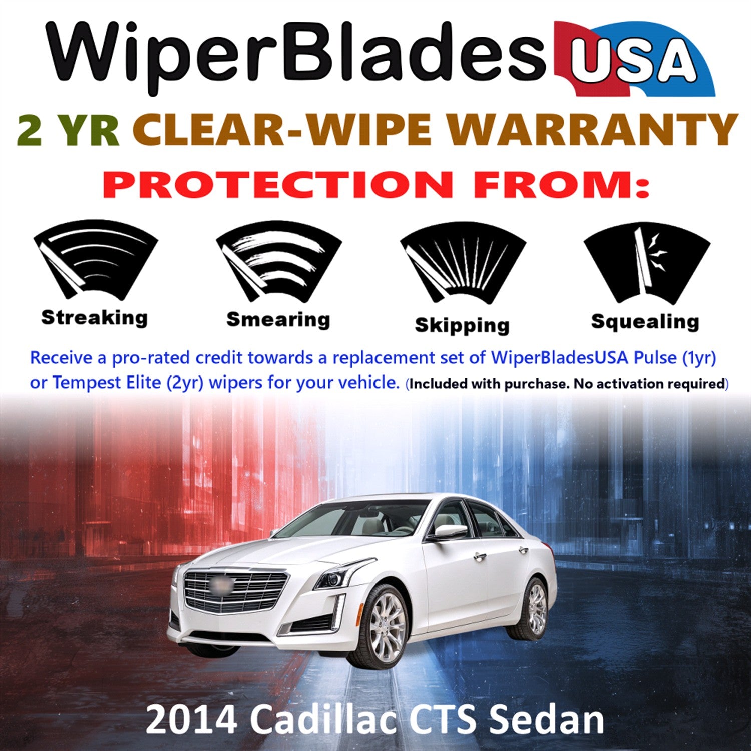 2014 Cadillac CTS Front Wiper blades Set  Includes 2yr Wear Warranty & Free Delivery