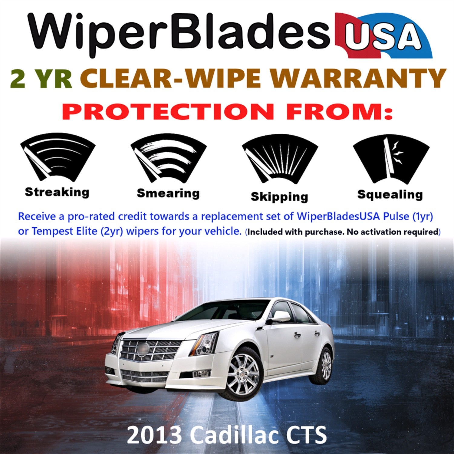 2013 Cadillac CTS Front Wiper blades Set  Includes 2yr Wear Warranty & Free Delivery