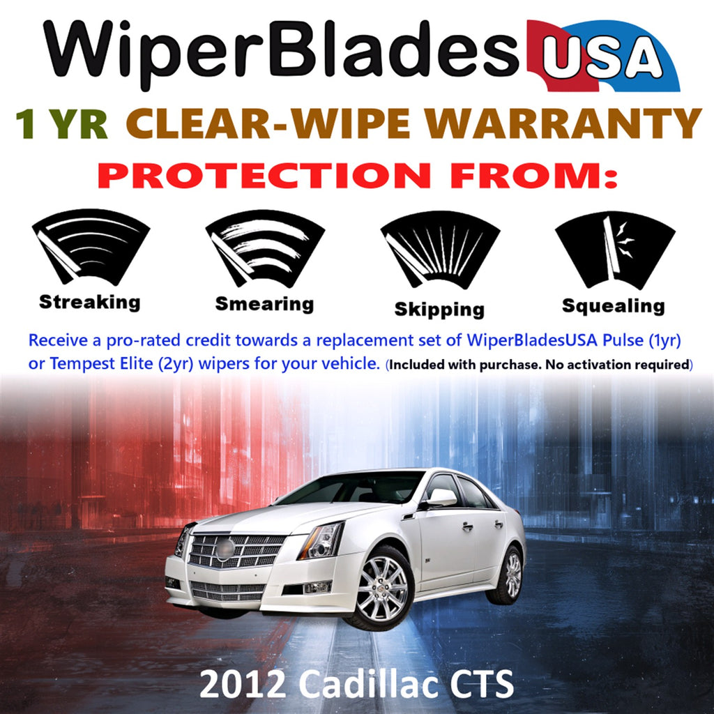 2012 Cadillac CTS Front Wiper blades Set Includes 1yr Wear Warranty & Free Delivery