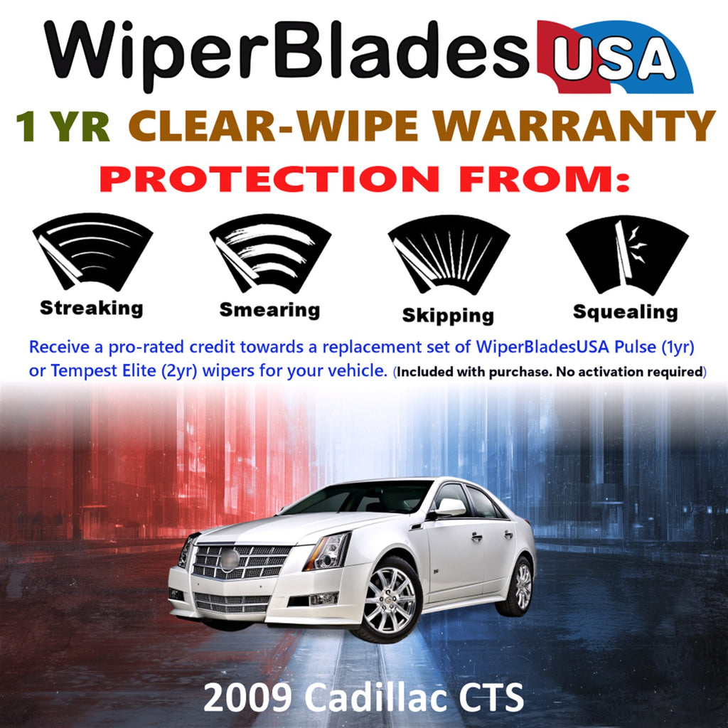 2009 Cadillac CTS Front Wiper blades Set Includes 1yr Wear Warranty & Free Delivery
