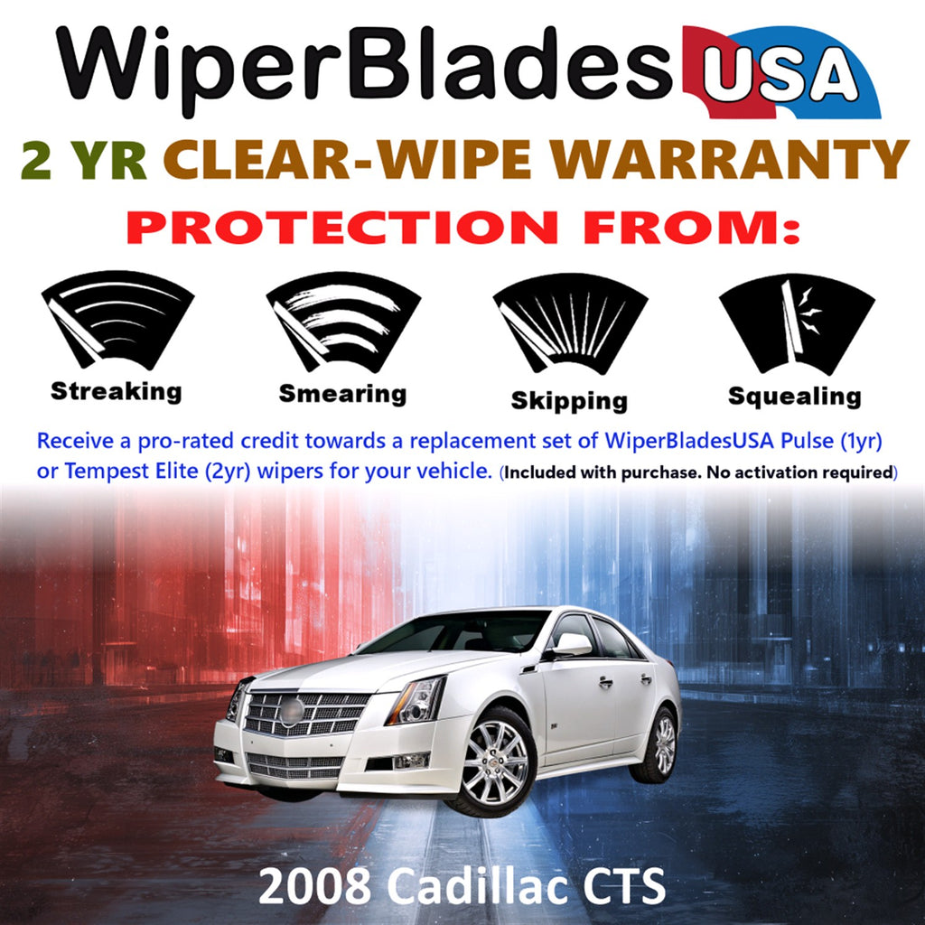 2008 Cadillac CTS Front Wiper blades Set  Includes 2yr Wear Warranty & Free Delivery