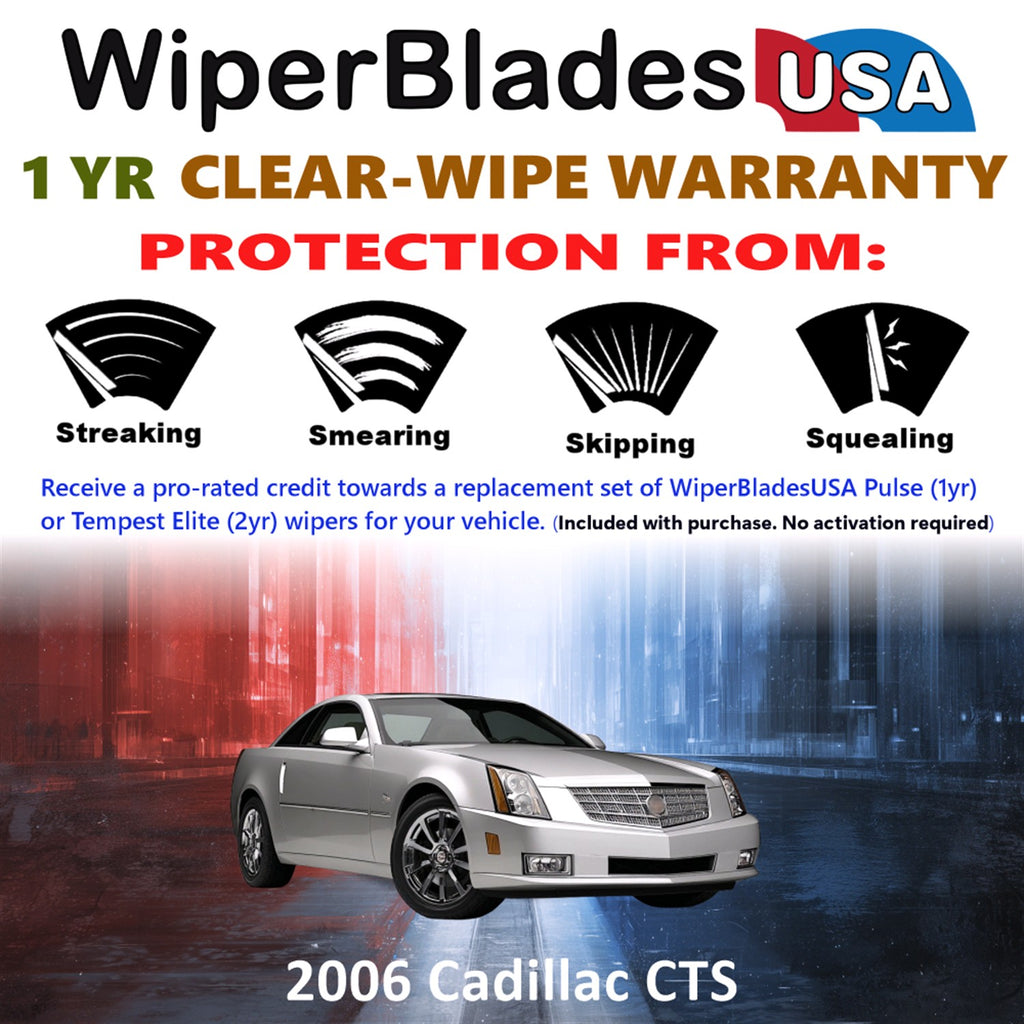 2006 Cadillac CTS Front Wiper blades Set Includes 1yr Wear Warranty & Free Delivery