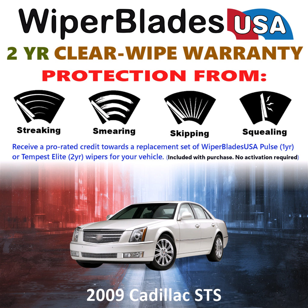 2009 Cadillac STS Front Wiper blades Set  Includes 2yr Wear Warranty & Free Delivery