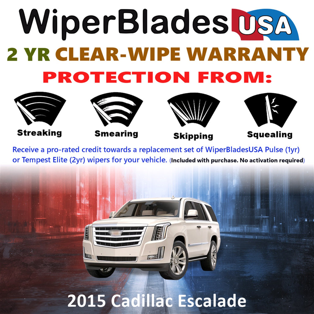 2015 Cadillac Escalade Front Wiper blades Set  Includes 2yr Wear Warranty & Free Delivery