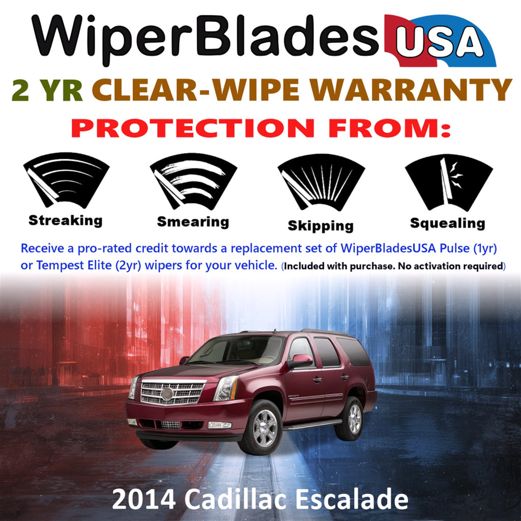 2014 Cadillac Escalade Front Wiper blades Set  Includes 2yr Wear Warranty & Free Delivery