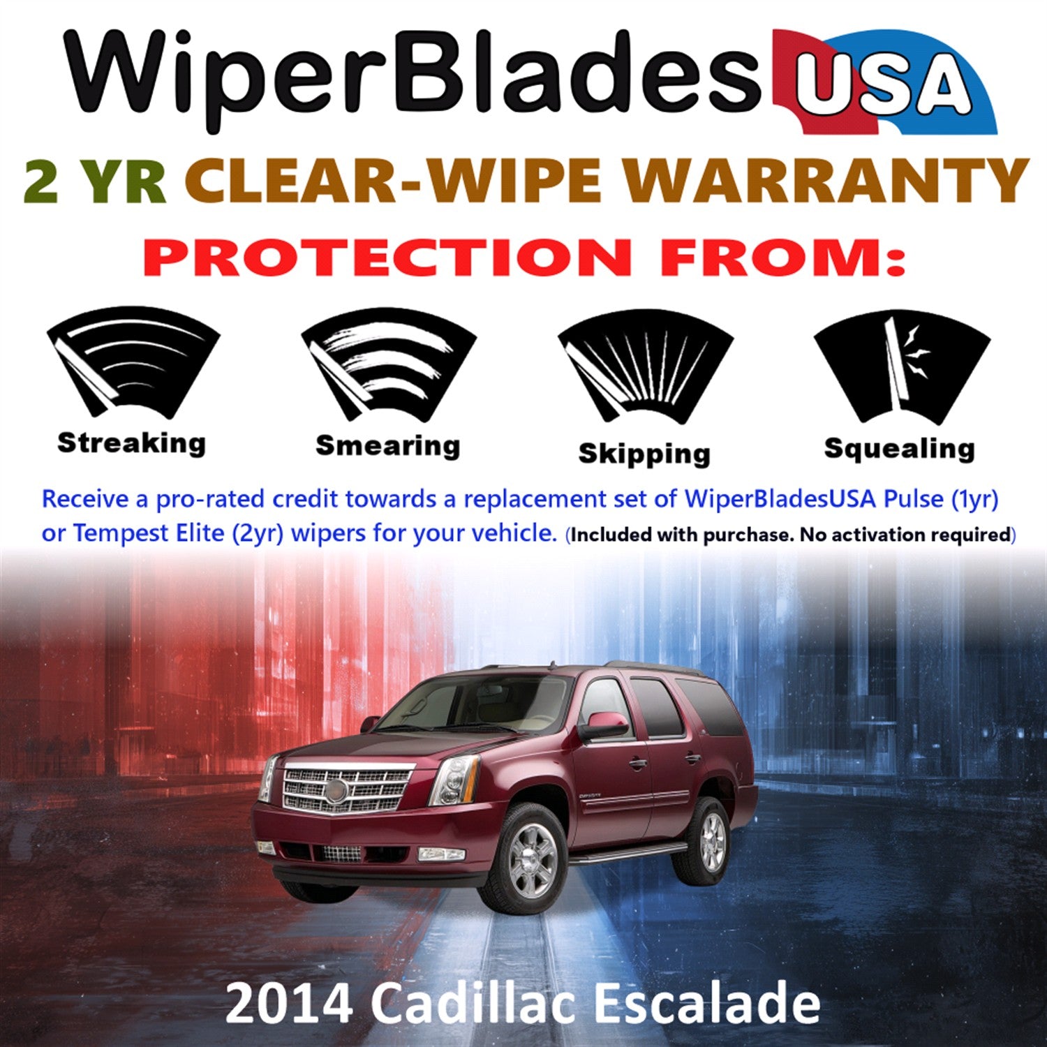 2014 Cadillac Escalade Front Wiper blades Set  Includes 2yr Wear Warranty & Free Delivery