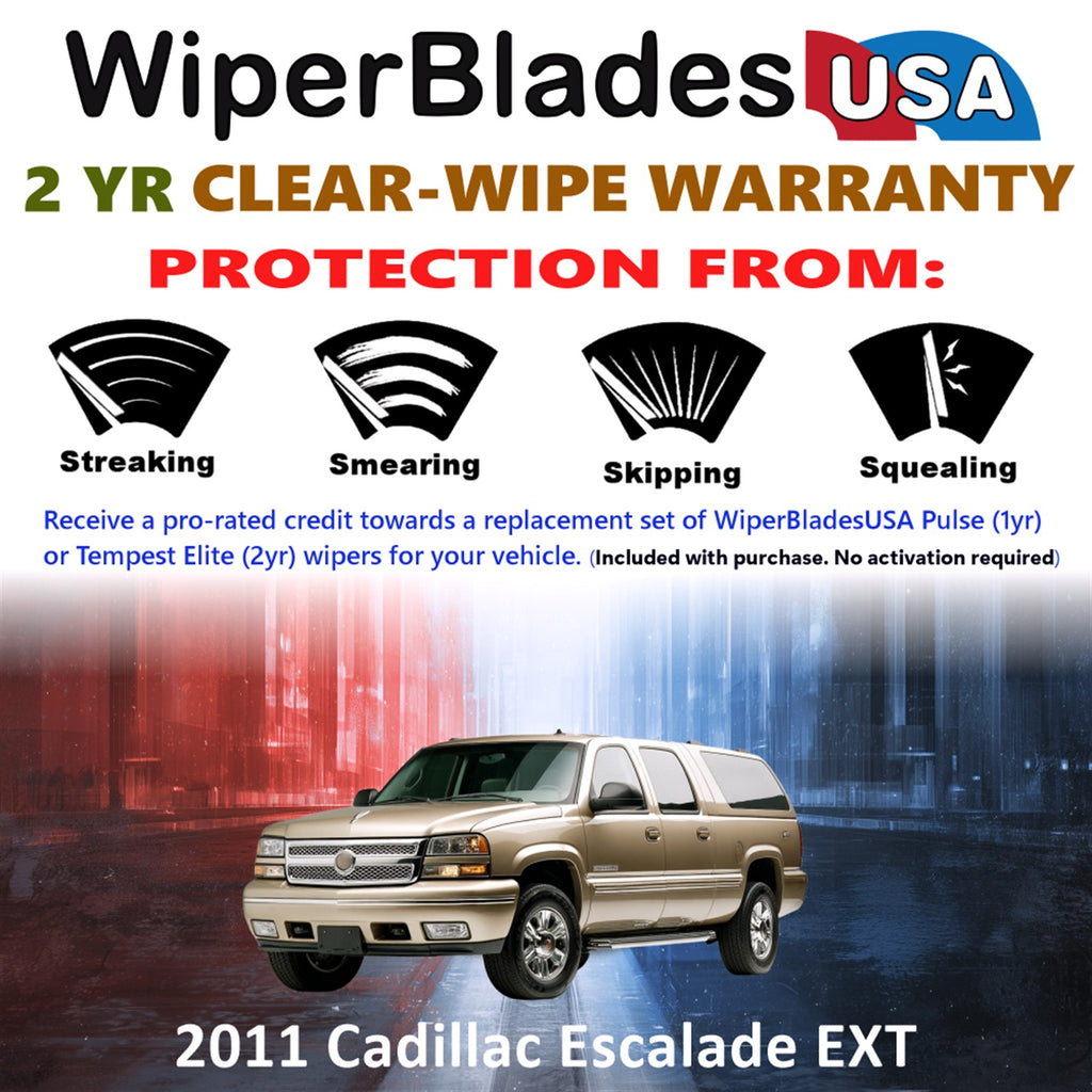 2011 Cadillac Escalade EXT Front Wiper blades Set  Includes 2yr Wear Warranty & Free Delivery