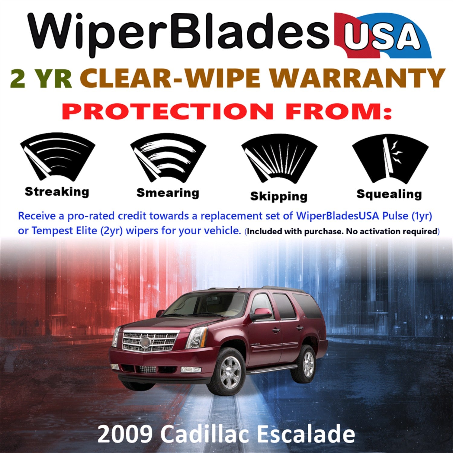 2009 Cadillac Escalade Front Wiper blades Set  Includes 2yr Wear Warranty & Free Delivery