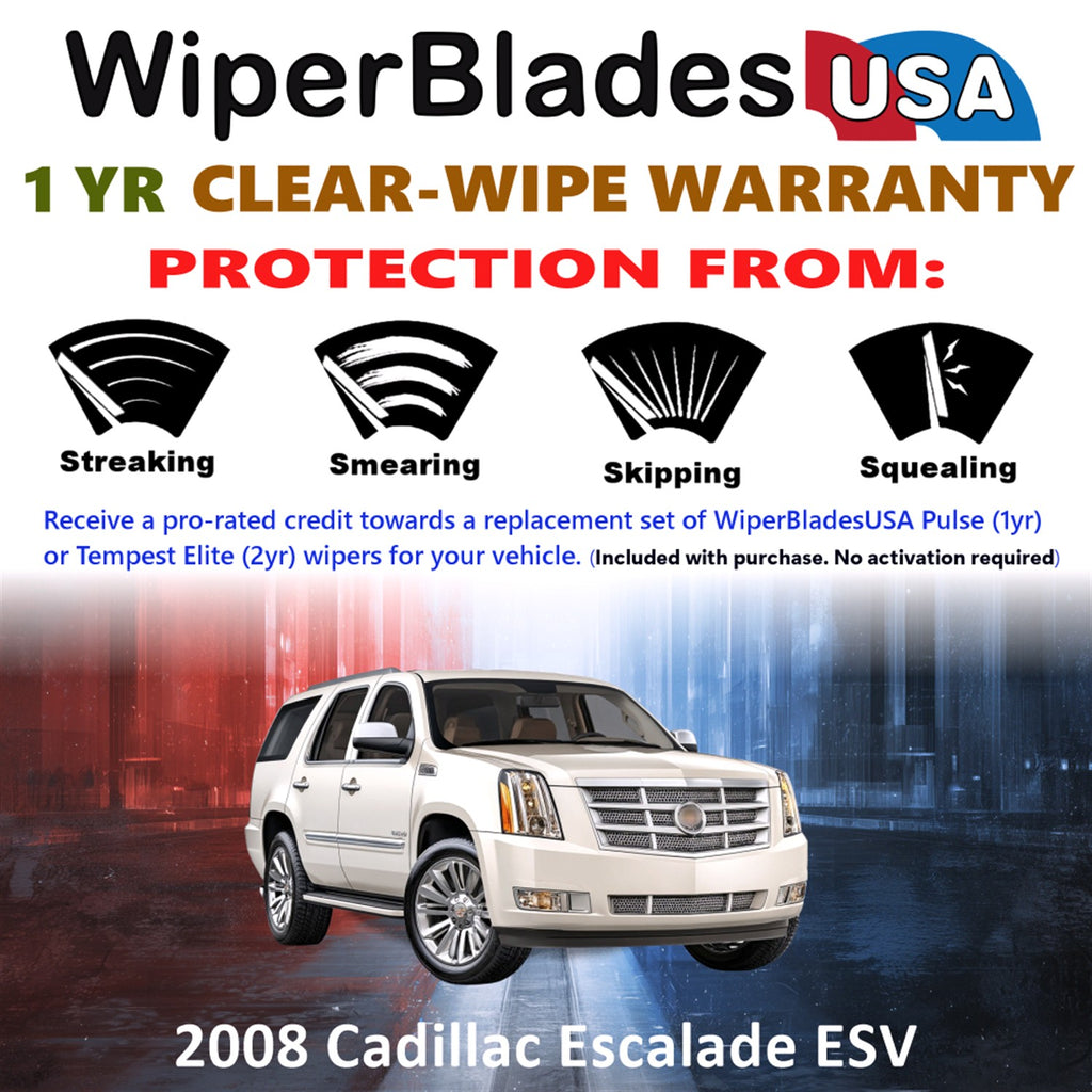 2008 Cadillac Escalade ESV Front Wiper blades Set Includes 1yr Wear Warranty & Free Delivery