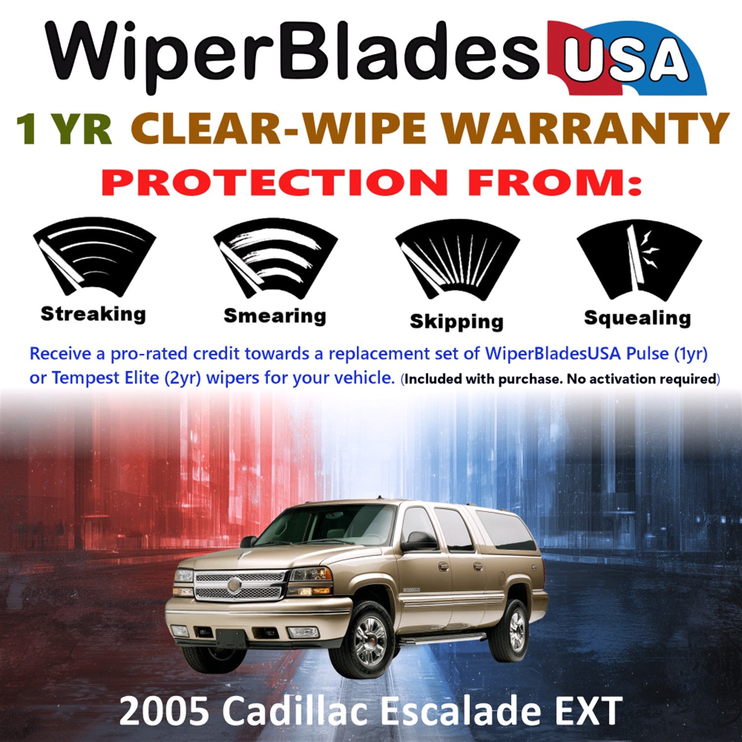 2005 Cadillac Escalade EXT Front Wiper blades Set Includes 1yr Wear Warranty & Free Delivery