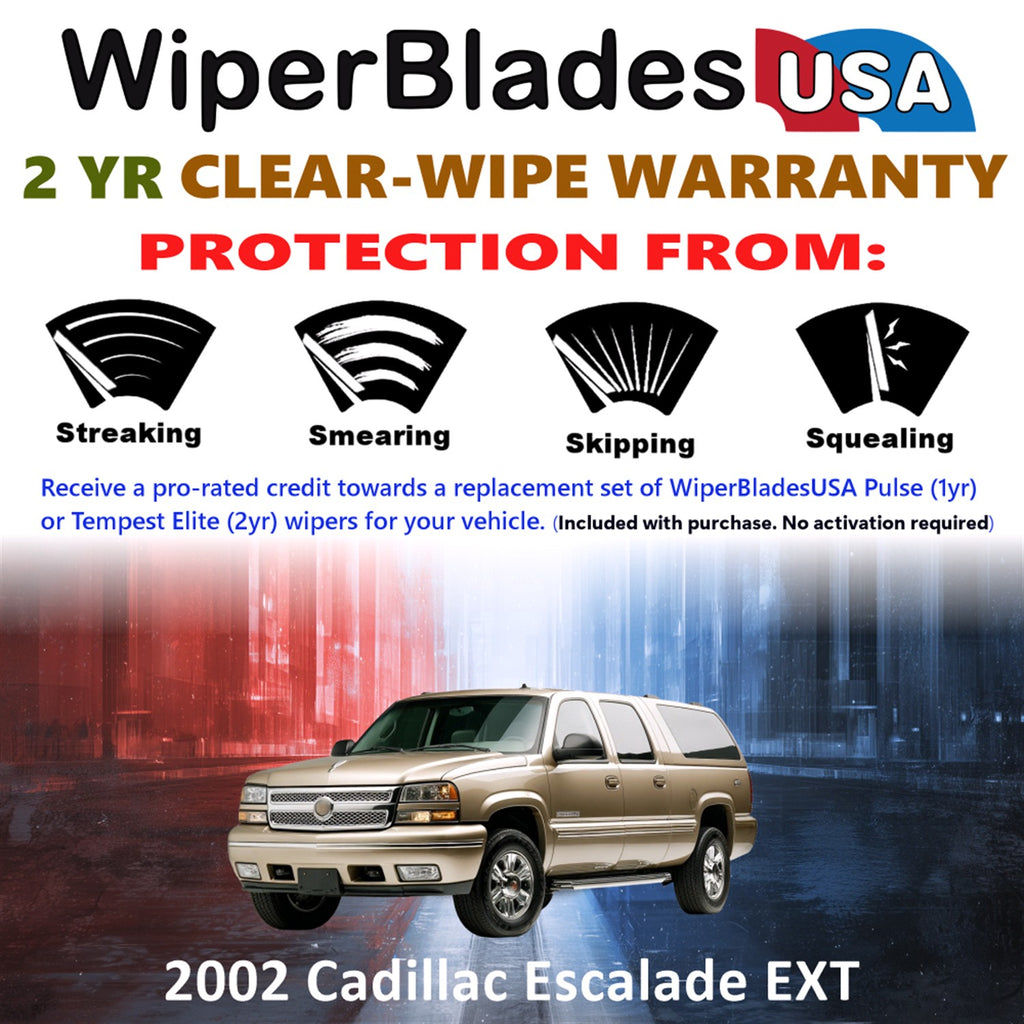 2002 Cadillac Escalade EXT Front Wiper blades Set  Includes 2yr Wear Warranty & Free Delivery
