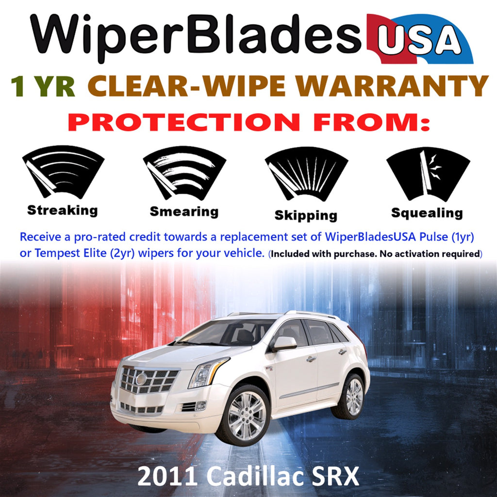 2011 Cadillac SRX Front Wiper blades Set Includes 1yr Wear Warranty & Free Delivery