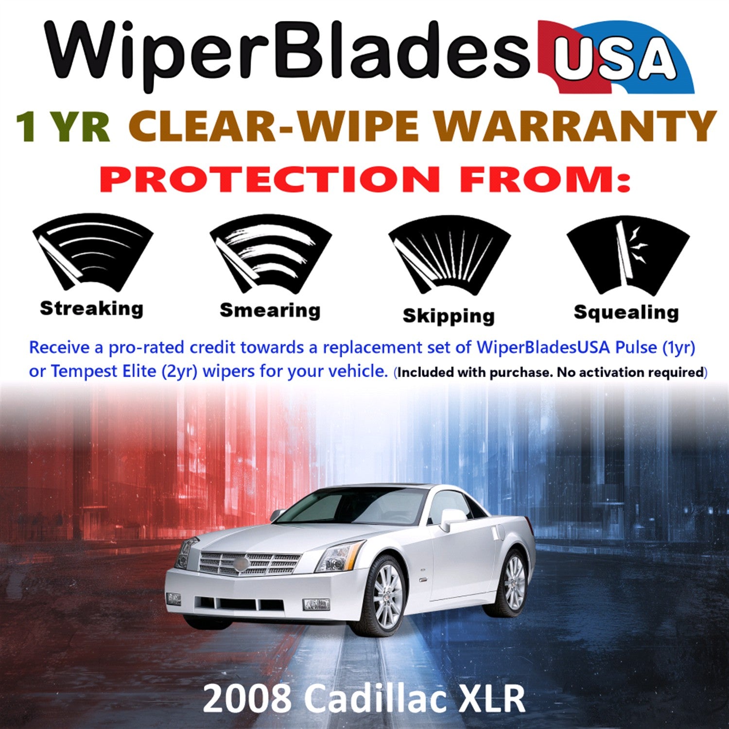 2008 Cadillac XLR Front Wiper blades Set Includes 1yr Wear Warranty & Free Delivery