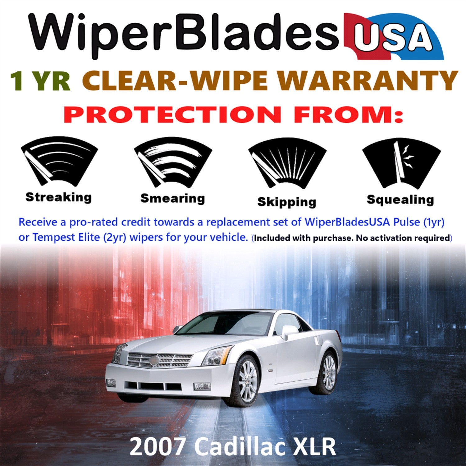 2007 Cadillac XLR Front Wiper blades Set Includes 1yr Wear Warranty & Free Delivery