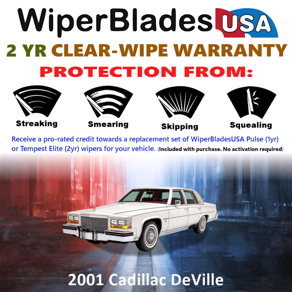 2001 Cadillac DeVille Front Wiper blades Set  Includes 2yr Wear Warranty & Free Delivery