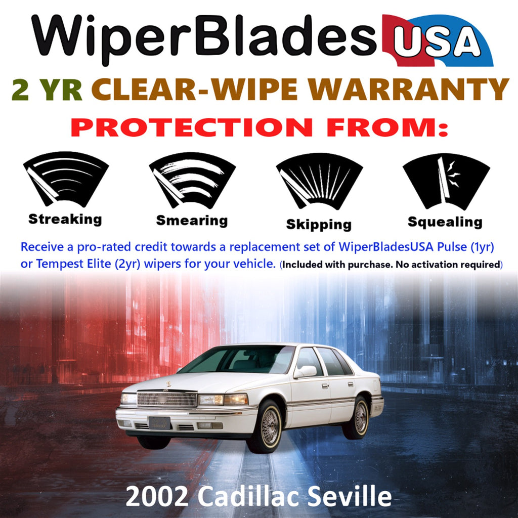 2002 Cadillac Seville Front Wiper blades Set  Includes 2yr Wear Warranty & Free Delivery