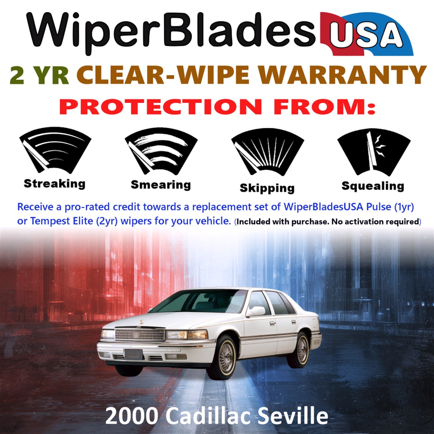 2000 Cadillac Seville Front Wiper blades Set  Includes 2yr Wear Warranty & Free Delivery