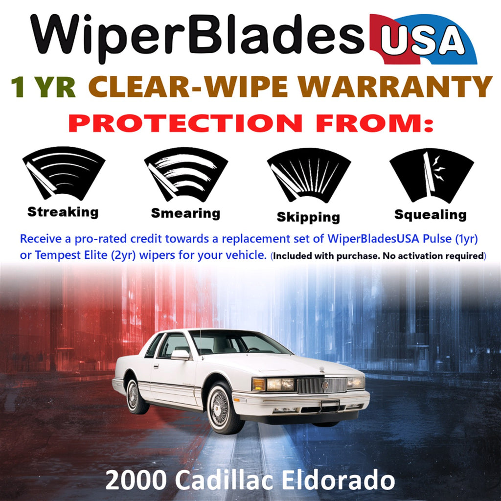 2000 Cadillac Eldorado Front Wiper blades Set Includes 1yr Wear Warranty & Free Delivery