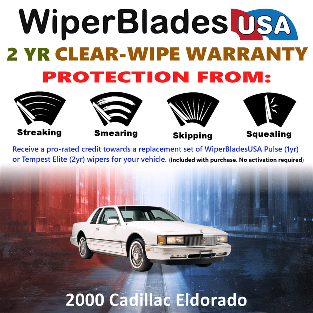 2000 Cadillac Eldorado Front Wiper blades Set  Includes 2yr Wear Warranty & Free Delivery