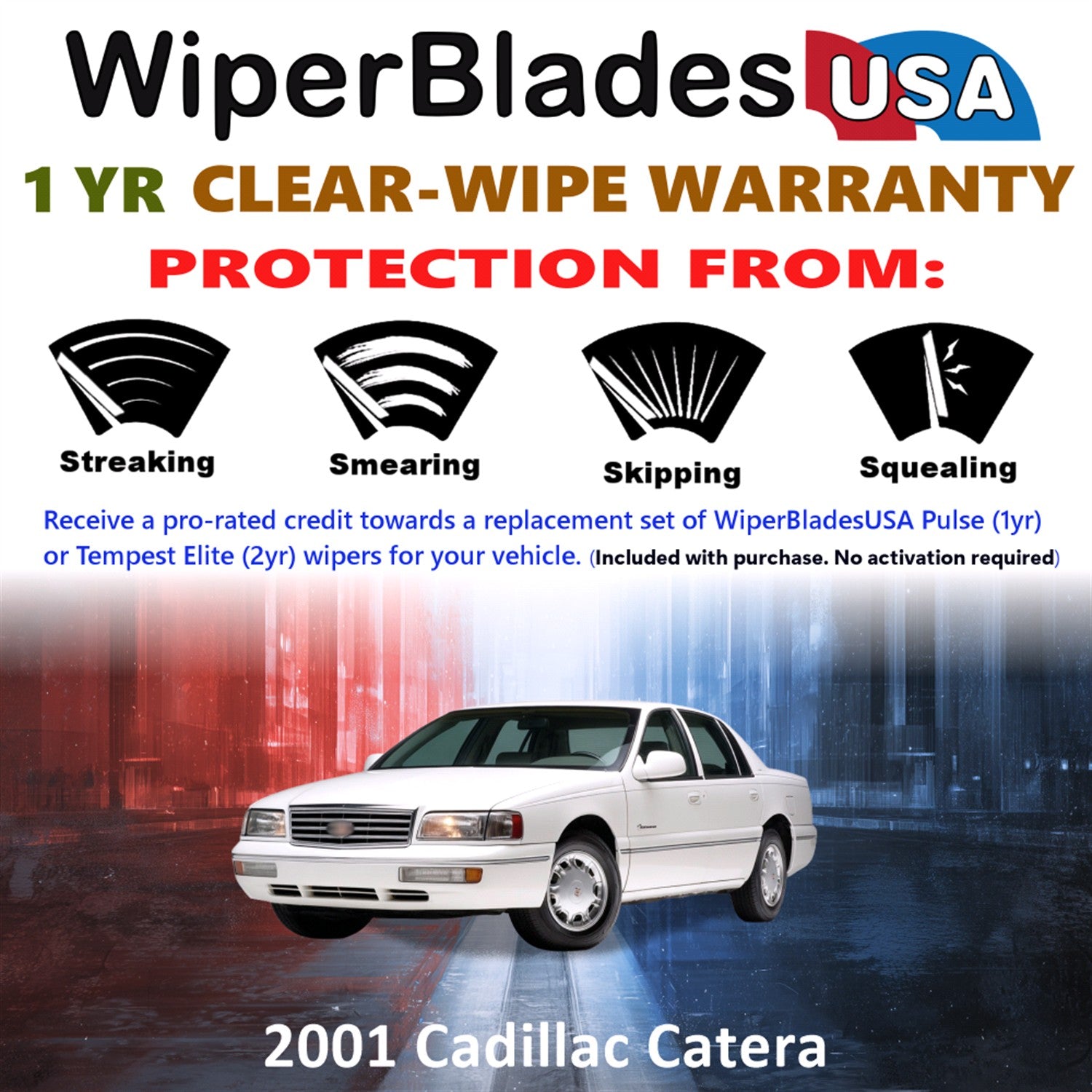 2001 Cadillac Catera Front Wiper blades Set Includes 1yr Wear Warranty & Free Delivery