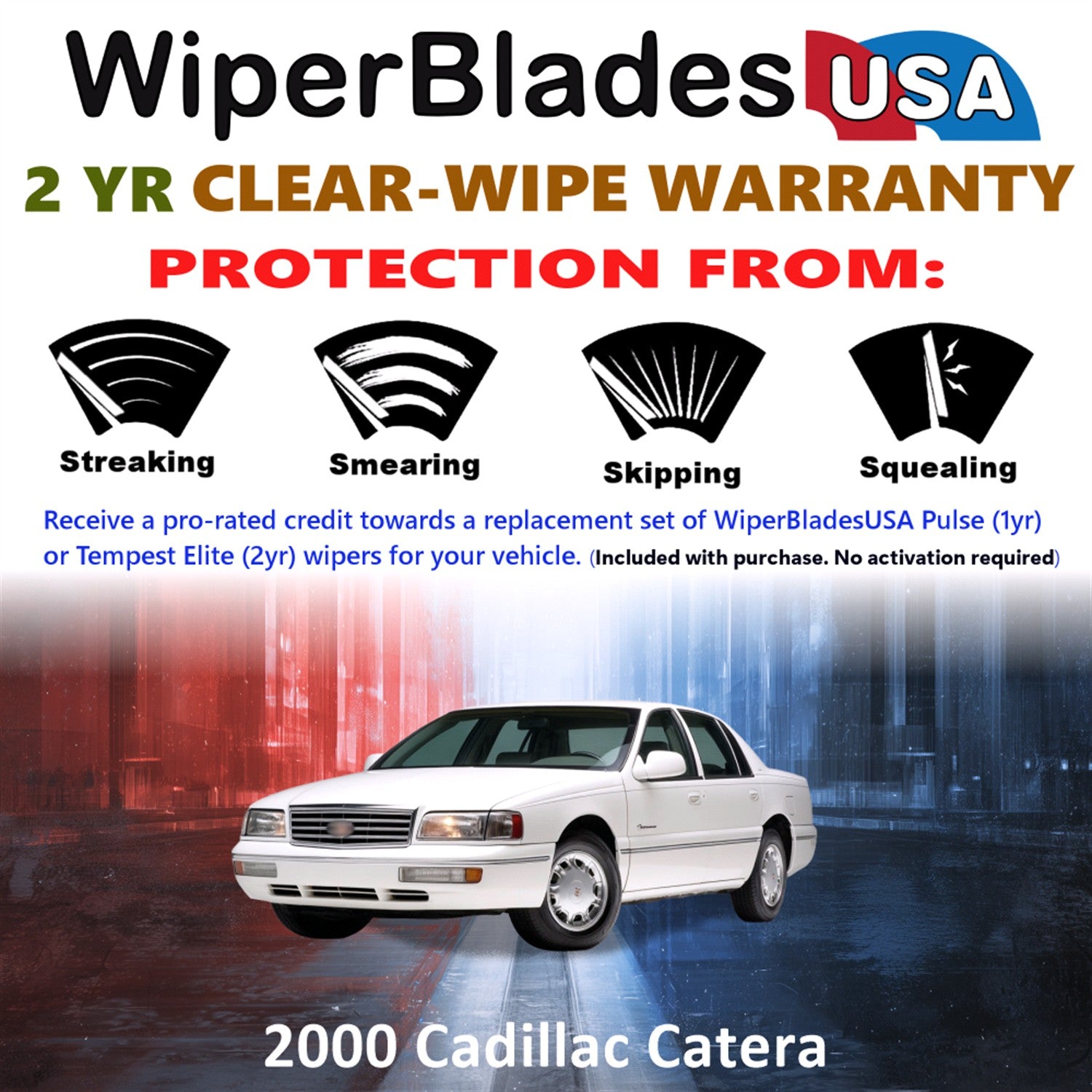2000 Cadillac Catera Front Wiper blades Set  Includes 2yr Wear Warranty & Free Delivery