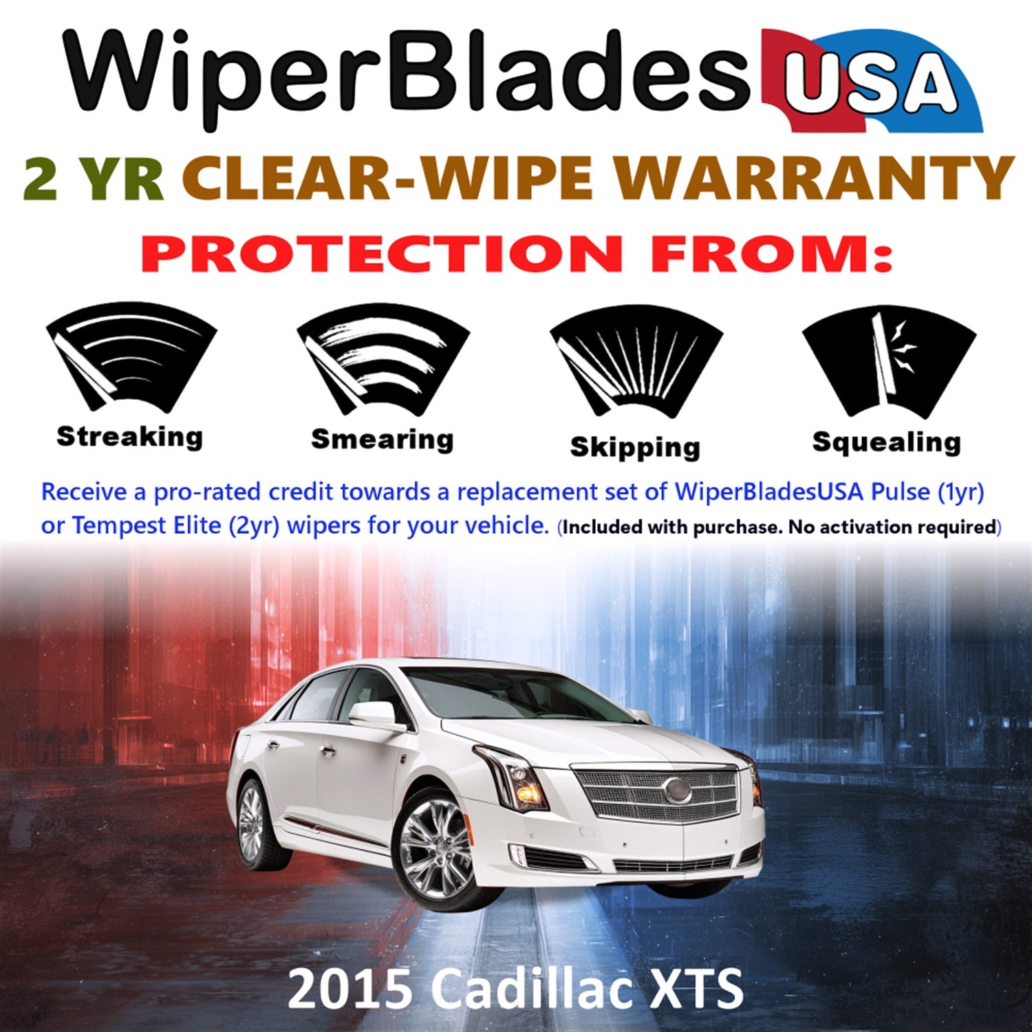 2015 Cadillac XTS Front Wiper blades Set  Includes 2yr Wear Warranty & Free Delivery