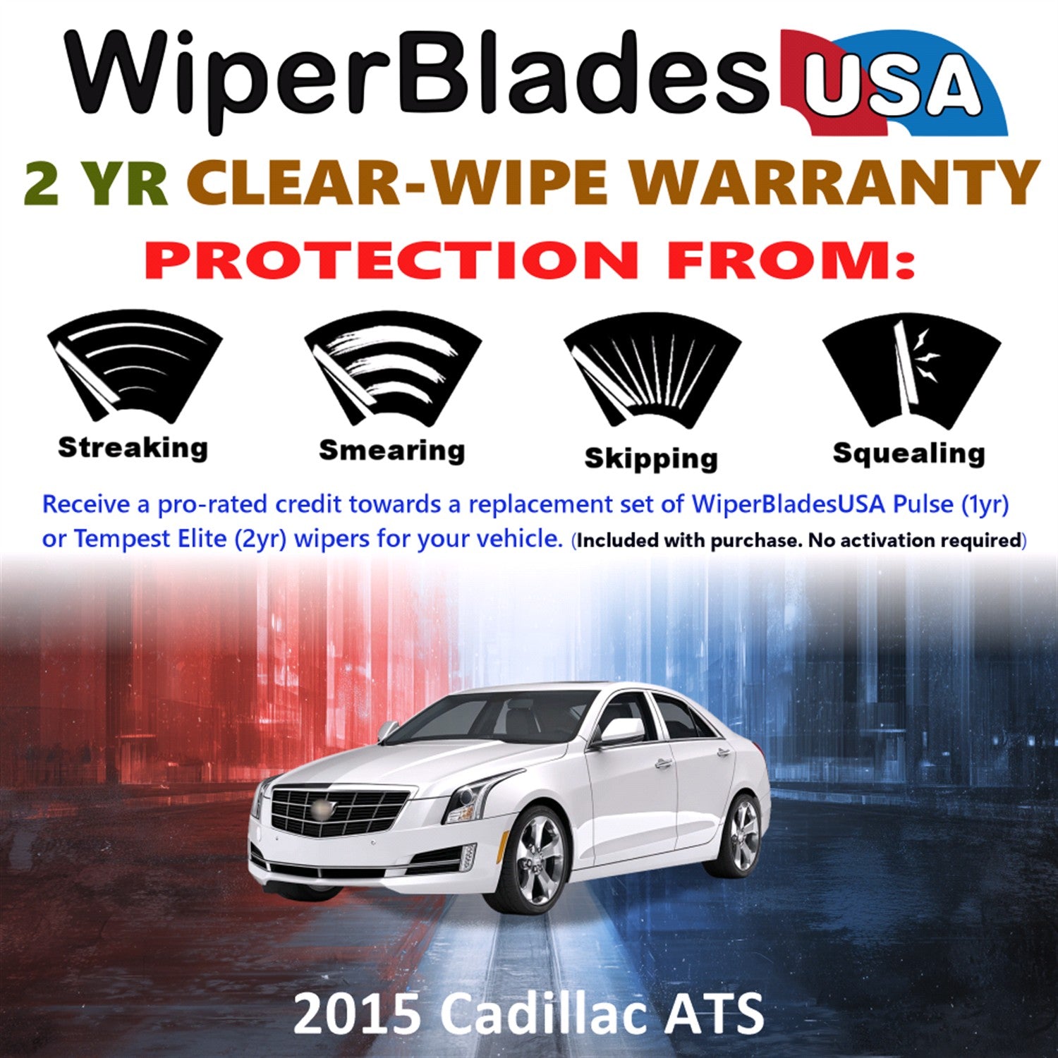 2015 Cadillac ATS Front Wiper blades Set  Includes 2yr Wear Warranty & Free Delivery