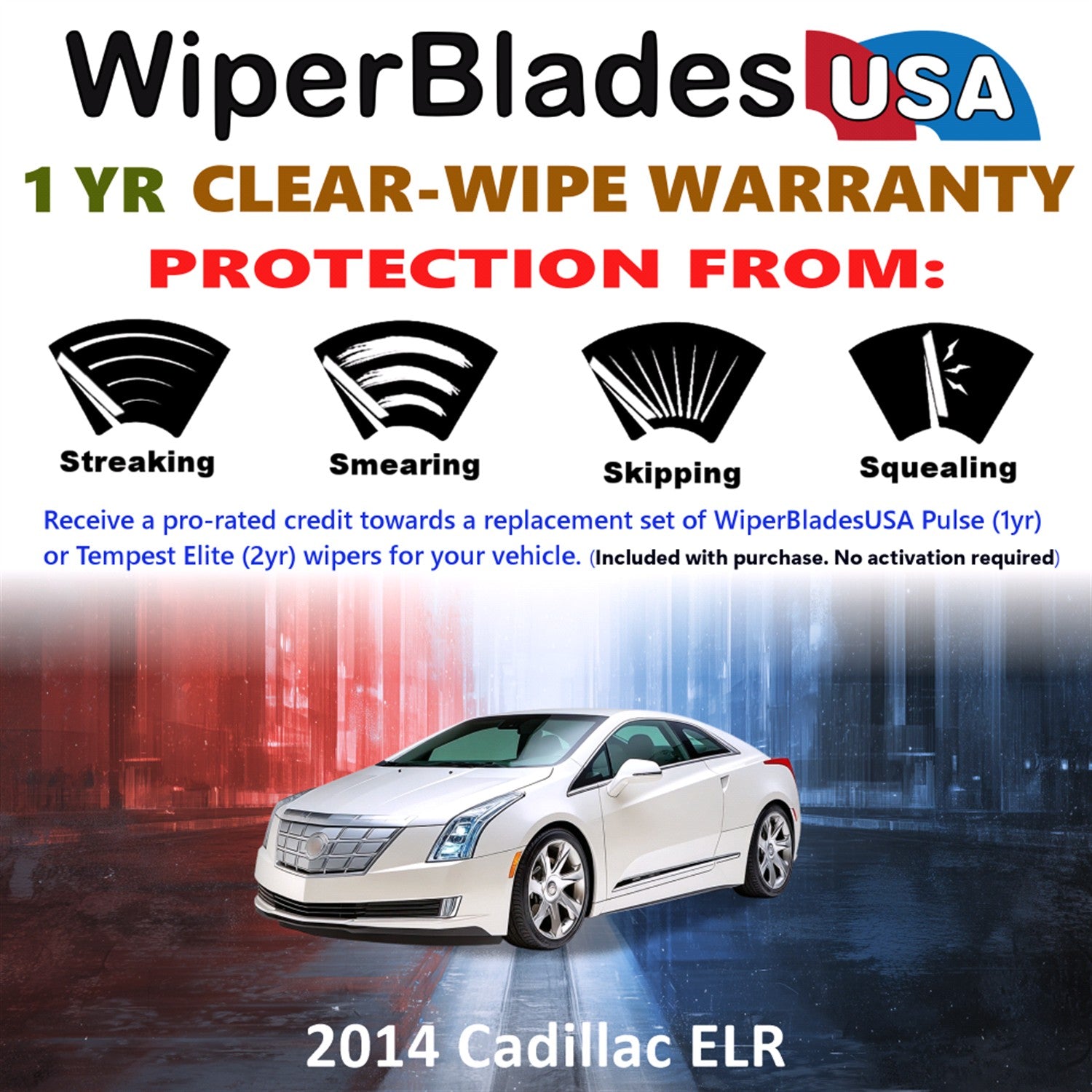 2014 Cadillac ELR Front Wiper blades Set Includes 1yr Wear Warranty & Free Delivery