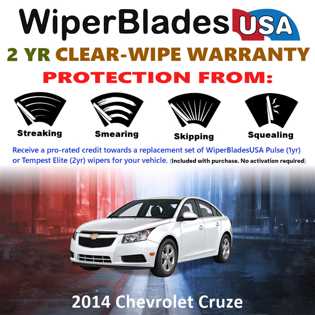 2014 Chevrolet Cruze Front Wiper blades Set  Includes 2yr Wear Warranty & Free Delivery