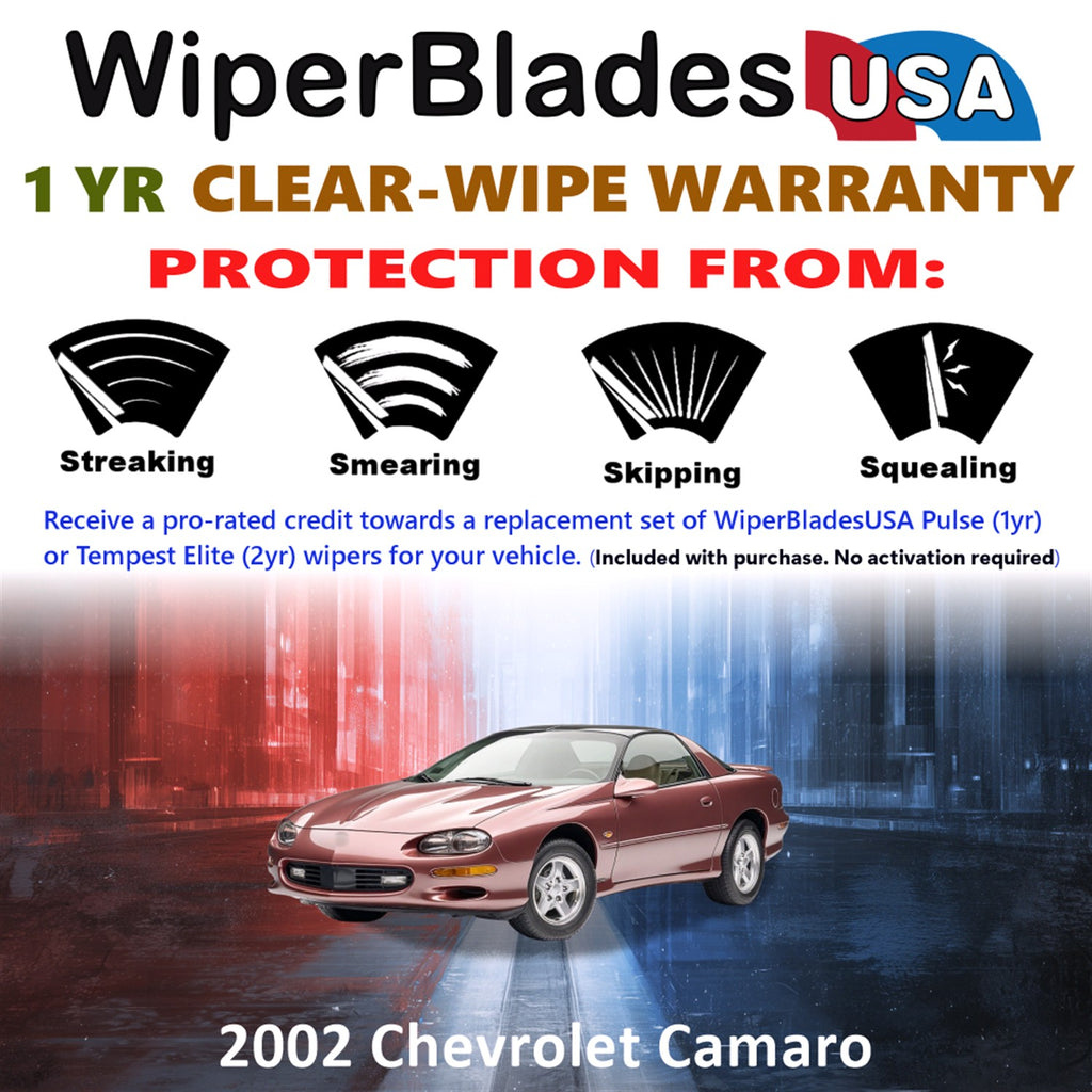 2002 Chevrolet Camaro Front Wiper blades Set Includes 1yr Wear Warranty & Free Delivery
