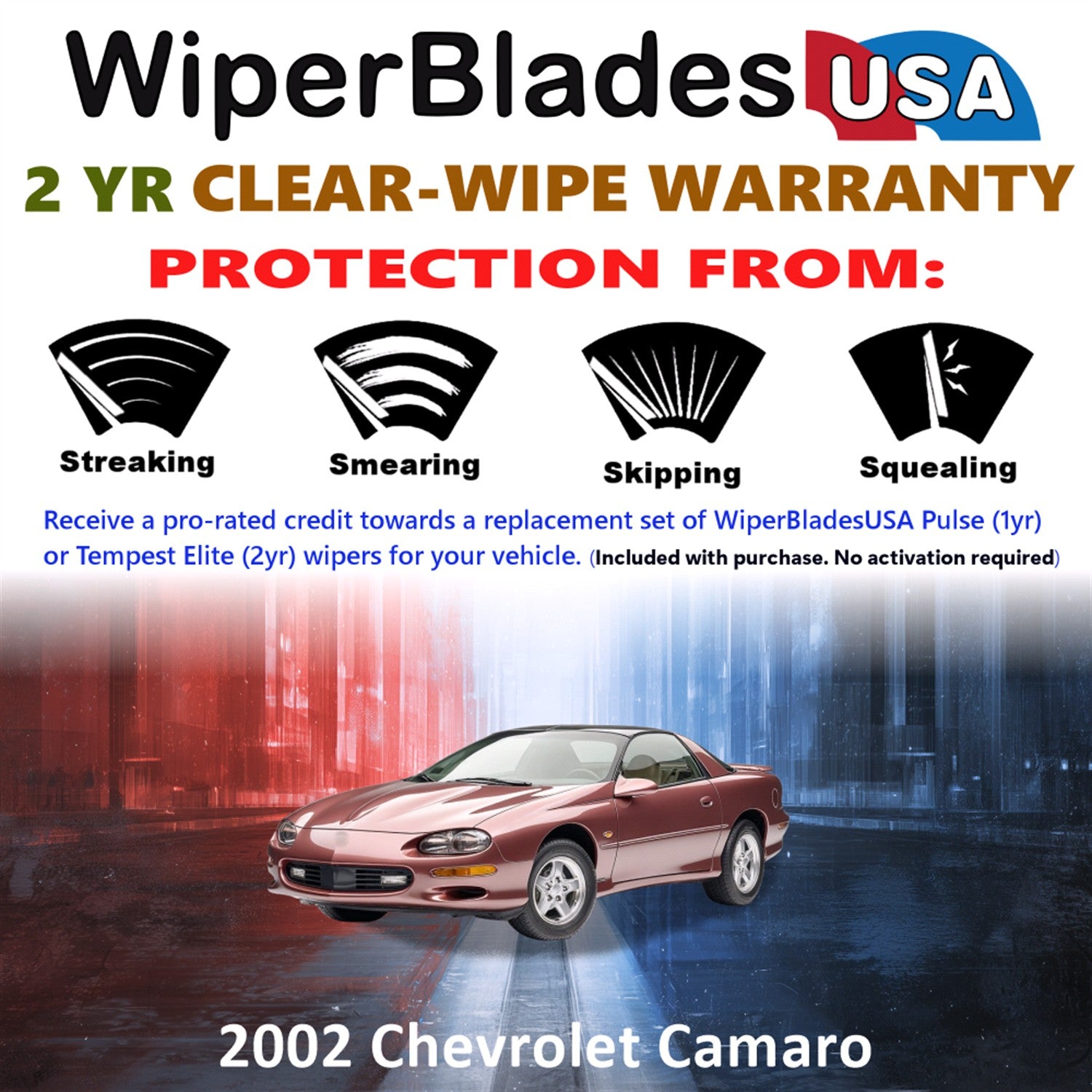 2002 Chevrolet Camaro Front Wiper blades Set  Includes 2yr Wear Warranty & Free Delivery